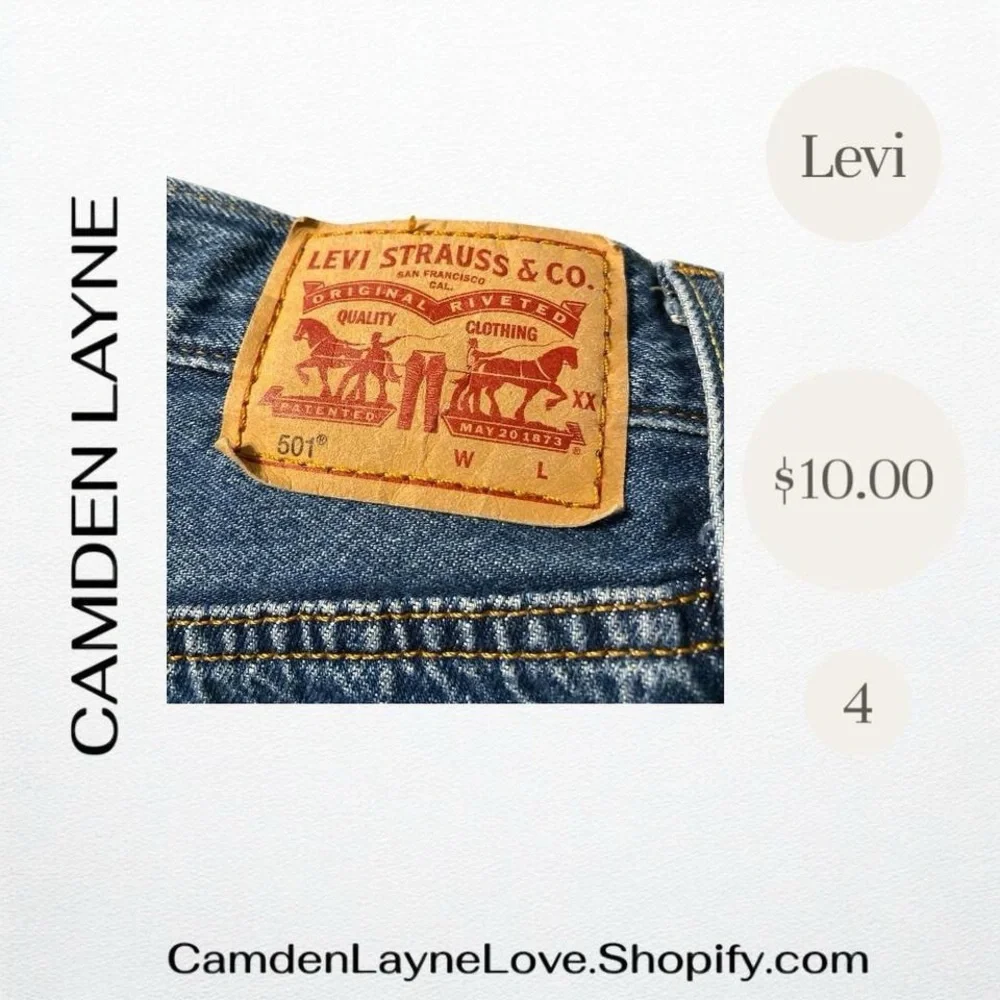 Levi's Blue Denim Jean Shorts with Brown Label